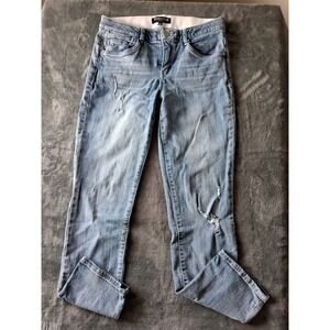 Mac and Me Distressed Skinny Jeans Light Wash Blue Denim Womens 6 M22451YU3